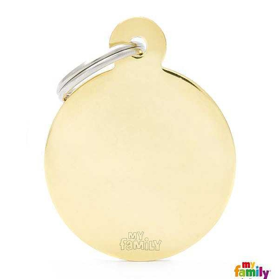 Wear My Family Id Tags & Accessories | Large Round In Gold Plated Brass Id Tag