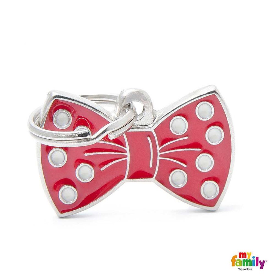 Wear My Family Id Tags & Accessories | Red Bow Tie Enamel Dog Tag