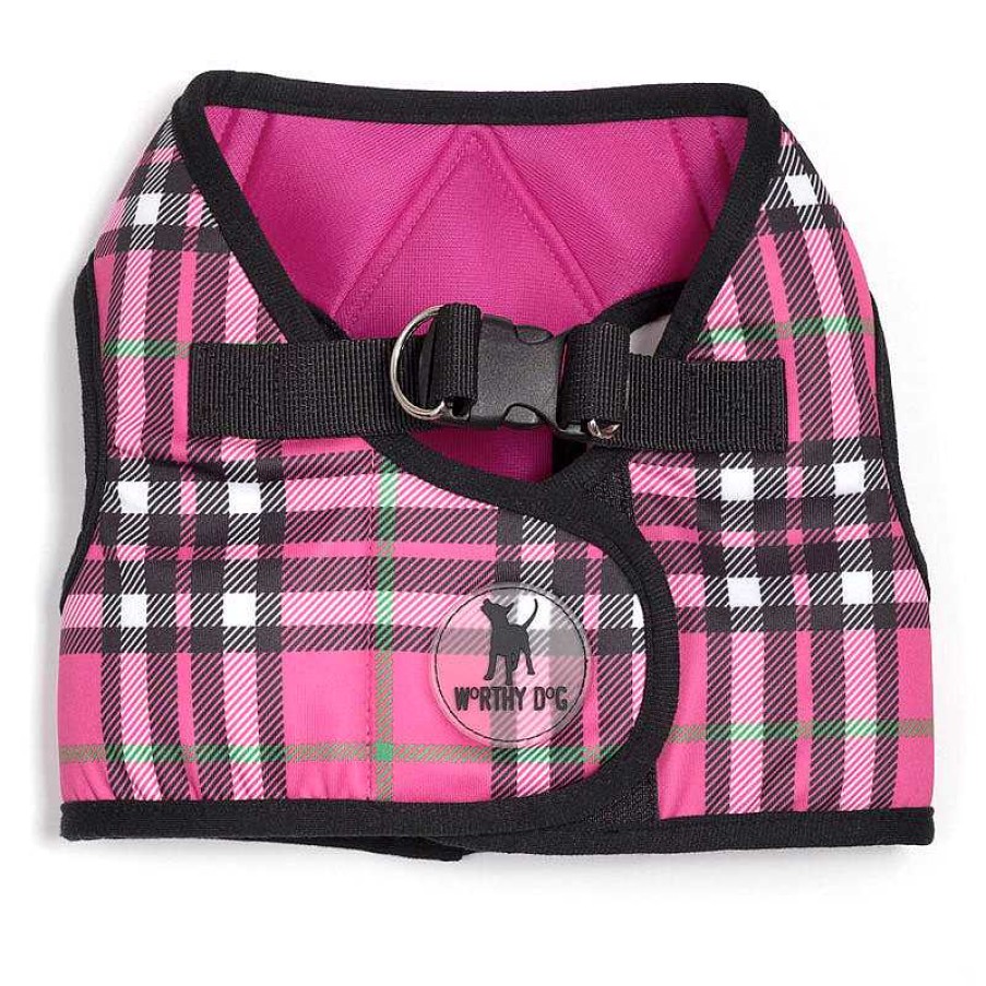 Wear The Worthy Dog Harnesses | Hot Pink Plaid Sidekick Harness Vest