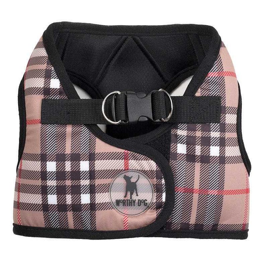 Wear The Worthy Dog Harnesses | Tan Plaid Sidekick Harness Vest