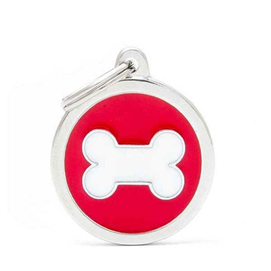 Wear My Family Id Tags & Accessories | Big Red Circle With White Bone Id Tag