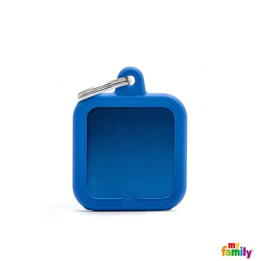 Wear My Family Id Tags & Accessories | Hush Tag Blue Square Dog Tag