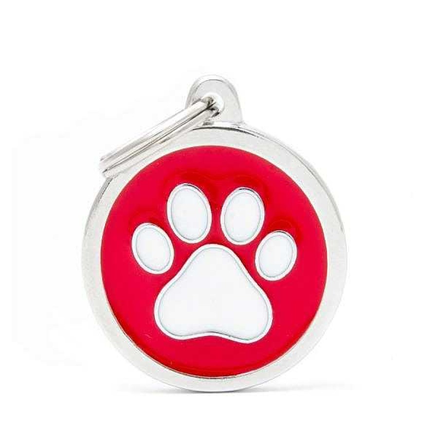 Wear My Family Id Tags & Accessories | Big Red Circle White Paw Id Tag