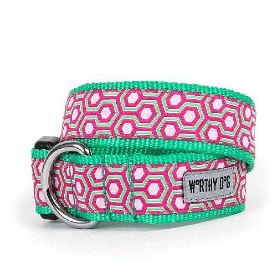 Wear The Worthy Dog Collars & Leashes | Hexagon Pink Style