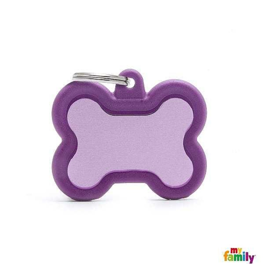 Wear My Family Id Tags & Accessories | Hushtag Aluminum Purple Bone With Purple Rubber Id Tag