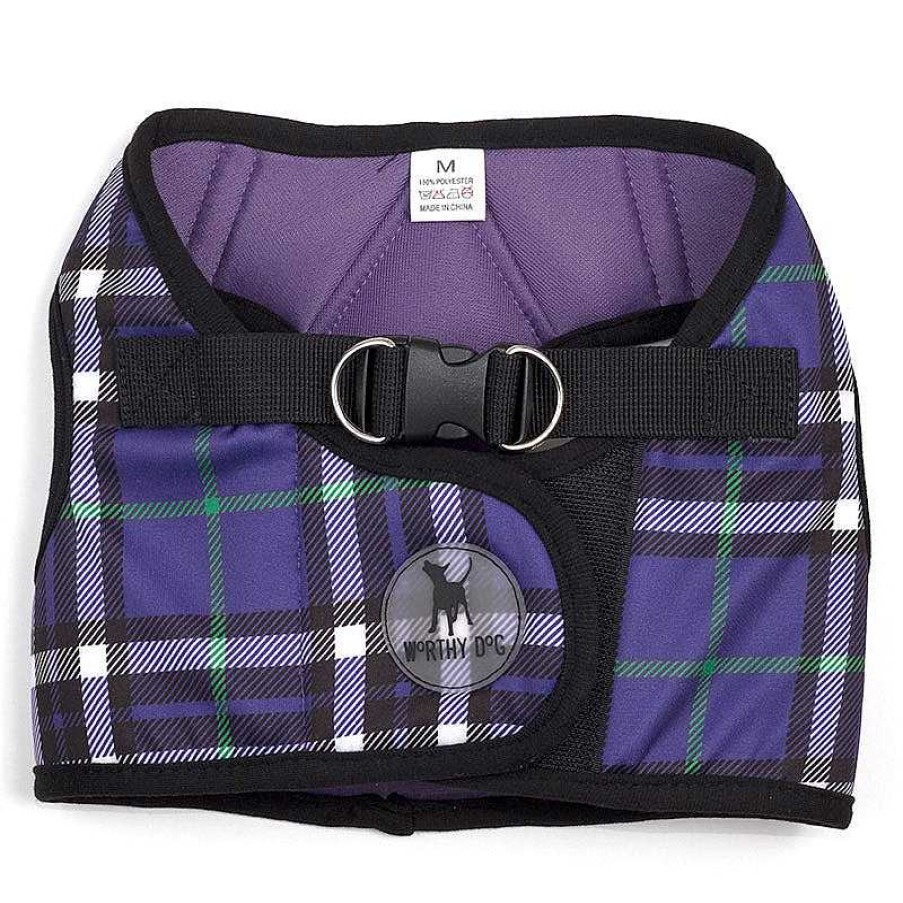 Wear The Worthy Dog Harnesses | Purple Plaid Sidekick Harness Vest