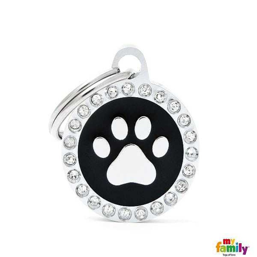 Wear My Family Id Tags & Accessories | Glam Paw Black Circle Strass Id Tag